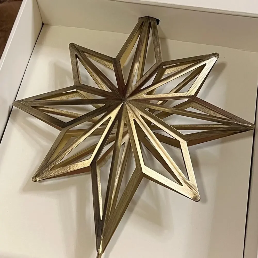 Hearth & Hand Magnolia Antique Brass Finish Star Christmas Tree Topper 13”